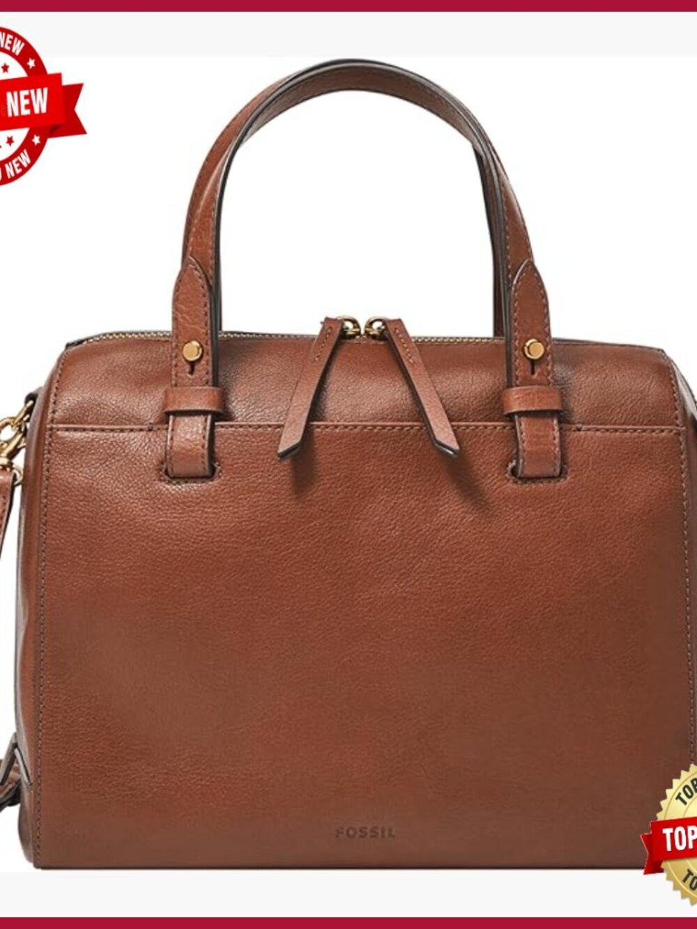 Leather Satchel Handbag with Detachable Crossbody Strap, Multiple Pockets